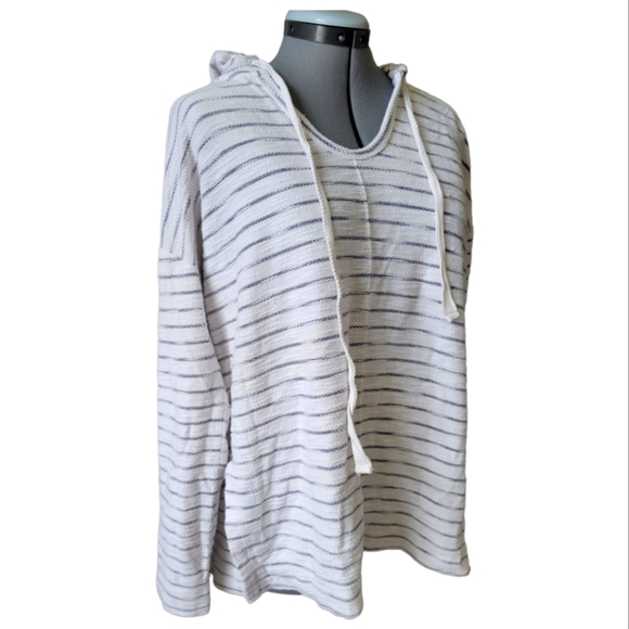 LOFT Tops - LOFT Striped French Terry Inside Out Beach Style Hoodie Size Medium